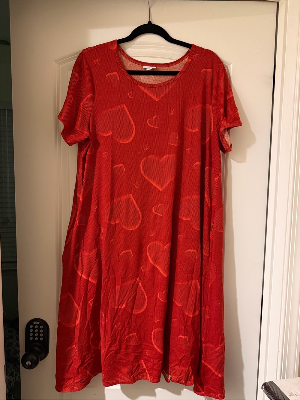 LuLaRoe Red Heart Print Midi Dress